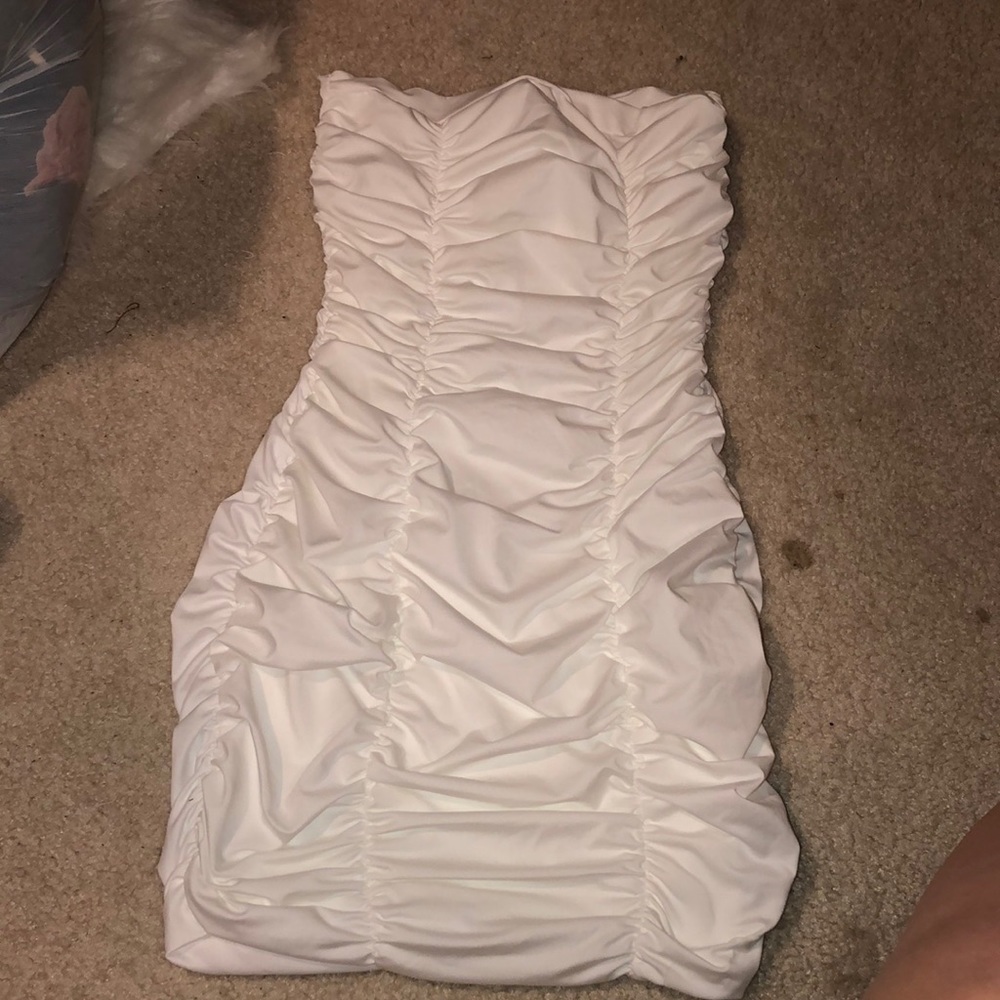 Mini Bodycon Ruched Dress-White